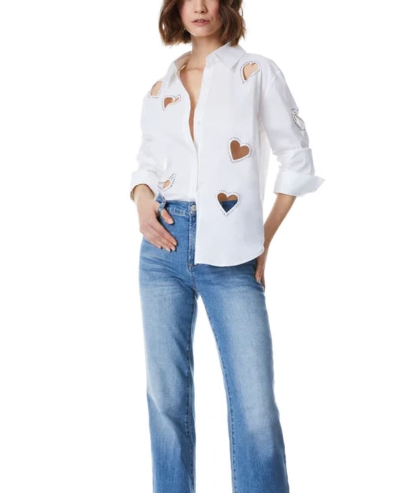 Alice + Olivia White Heart Button-Up - Image 2