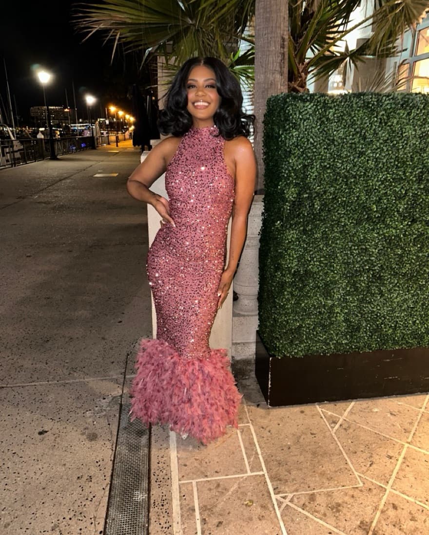 Glamorous Pink Sequin Mermaid Gown - Image 3