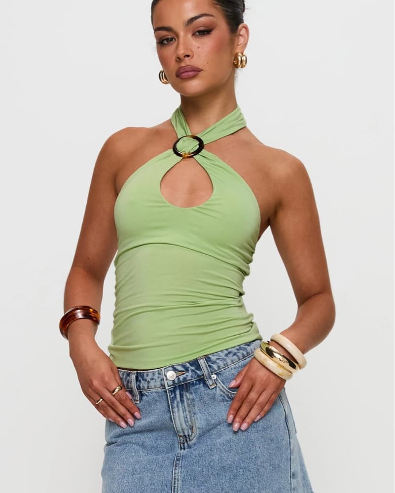 Vibrant Green Halter Top - Image 2