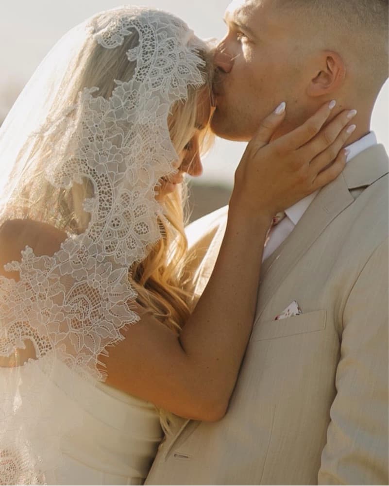 Wide French Chantilly Lace Mantilla Veil - Image 2