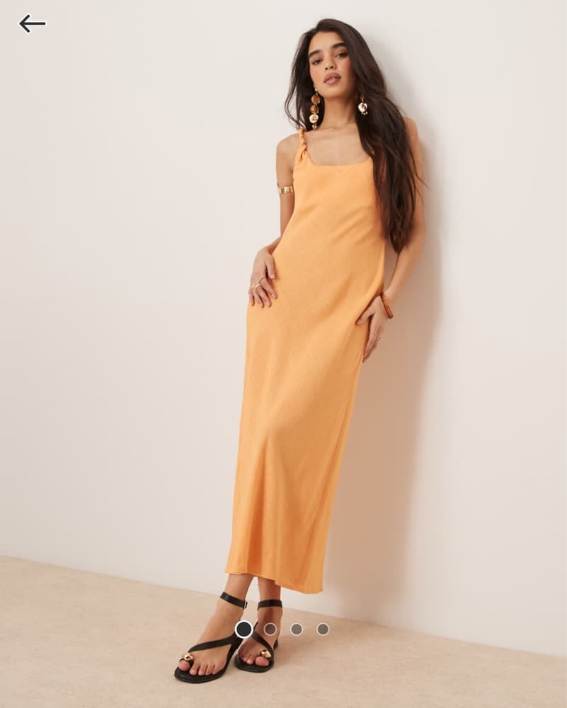 Linen Twisted Strap Dress - Orange - Image 4