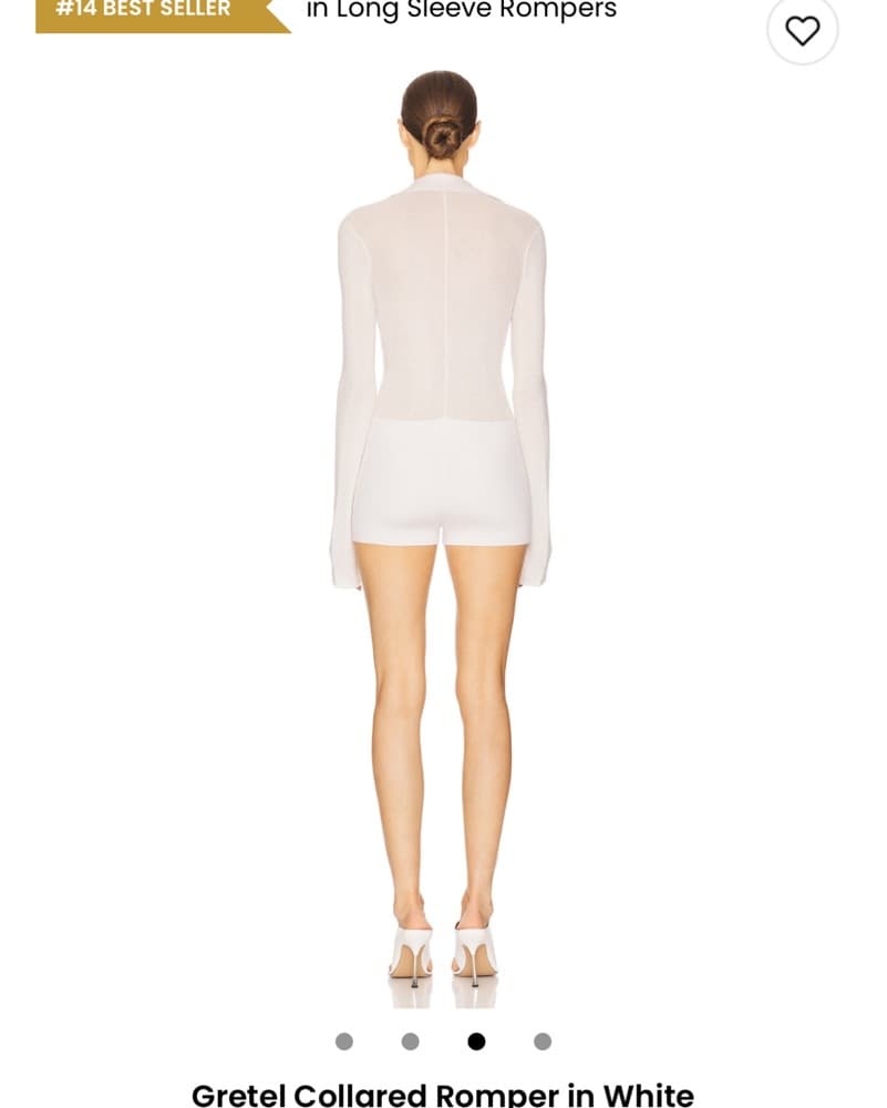 Greta Collared Romper In White - Image 2