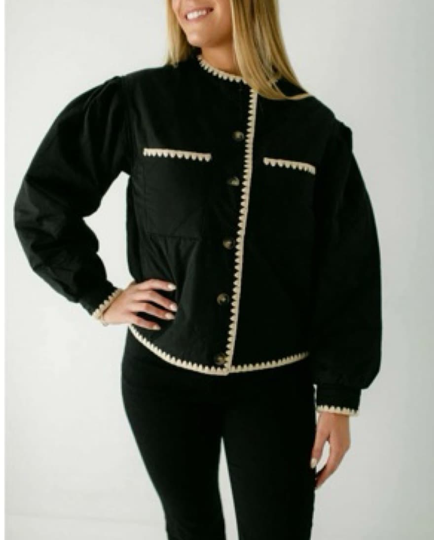Stylish Quilted Jacket with Contrast Trim - Image 2