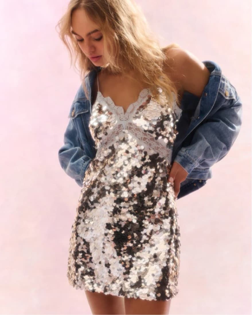 LoveShackFancy Finta Sequin Mini Dress - Image 1