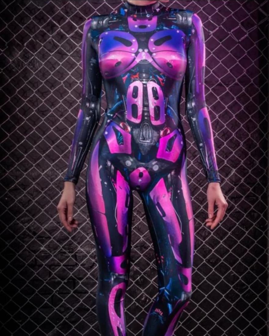 Badinka Purple Cyborg Bodysuit Costume - Image 1