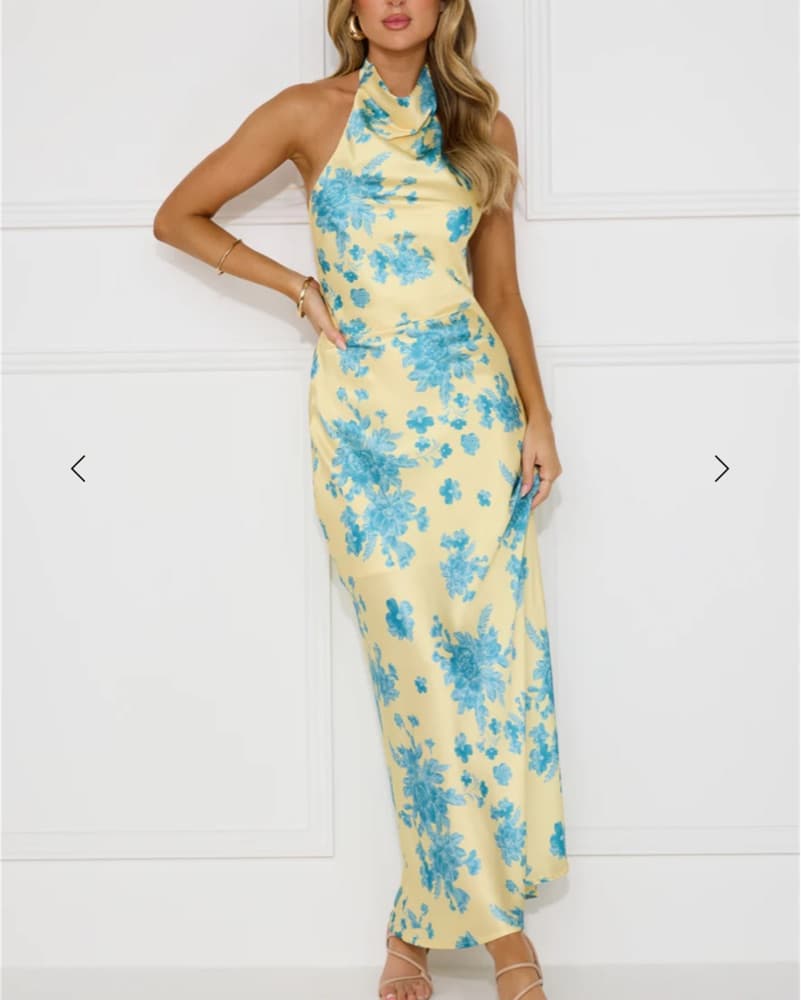Love Signs Halter Satin Maxi Dress Yello - Image 2