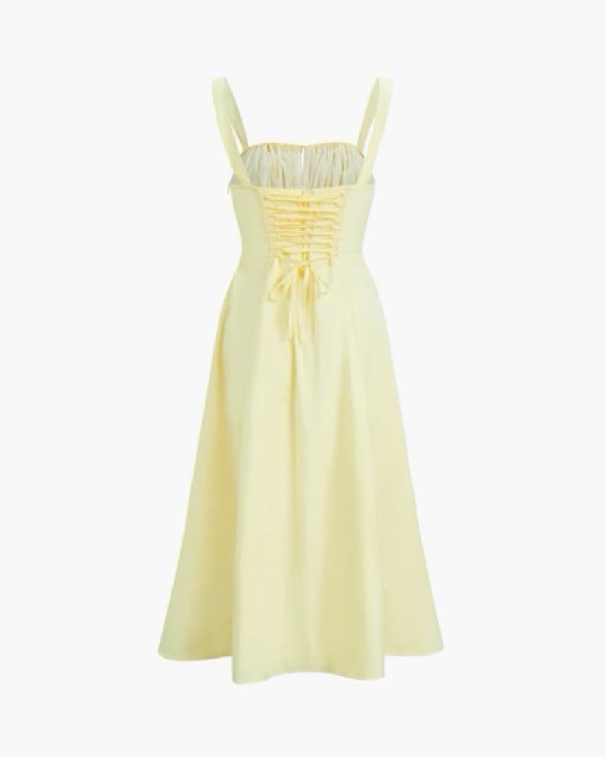 Commense Yellow Milkmaid Midi Dress - Image 2