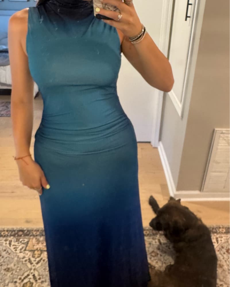 Simkahi Teal Mock Neck Maxi Dress - Image 4