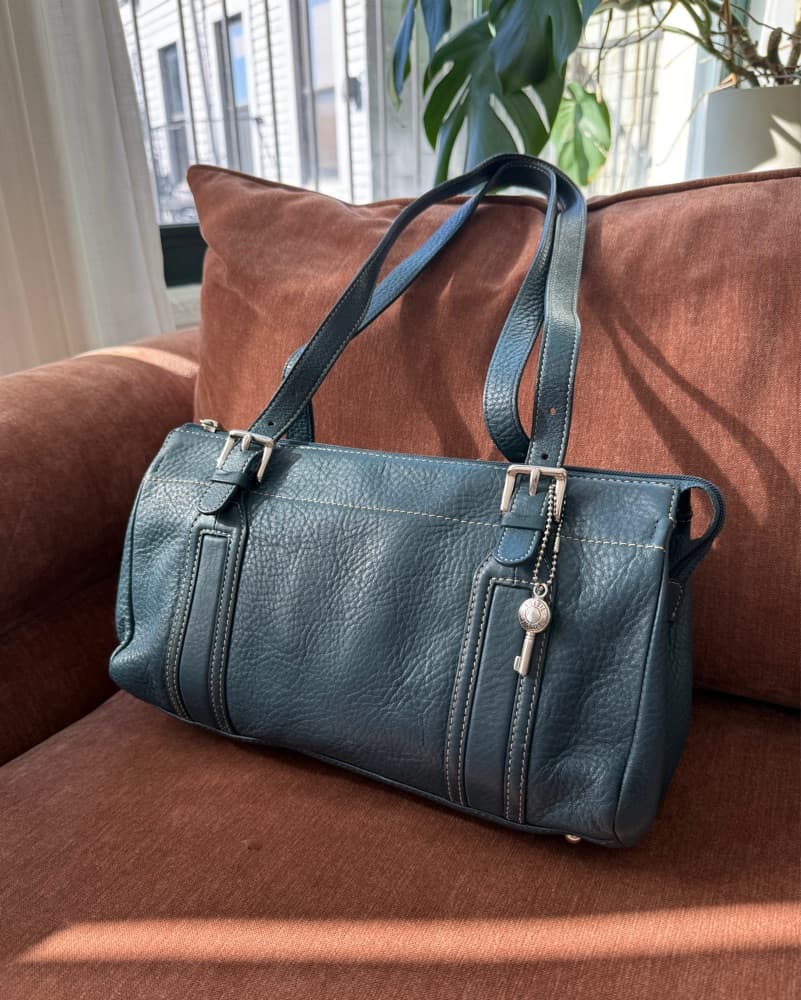 Fossil Y2K Blue Leather Shoulder Bag - Image 1