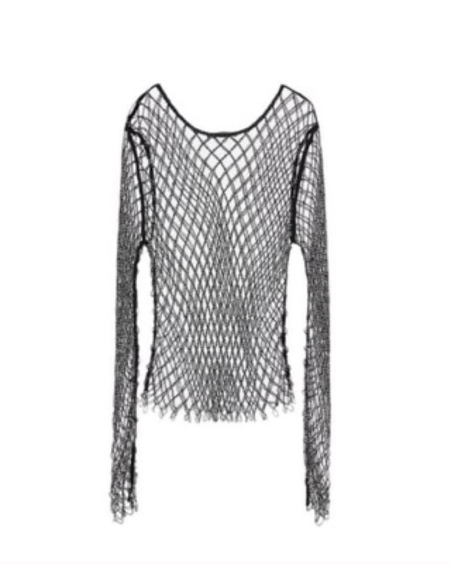 Zara Mesh Top Rhinestones Black/Silver - Image 2