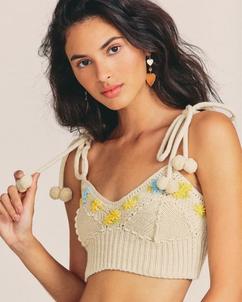 LoveShackFancy Lago Crop Top - Oatmeal B - Image 1