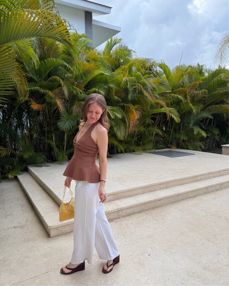 Brown with gold detail halter top  - Image 4
