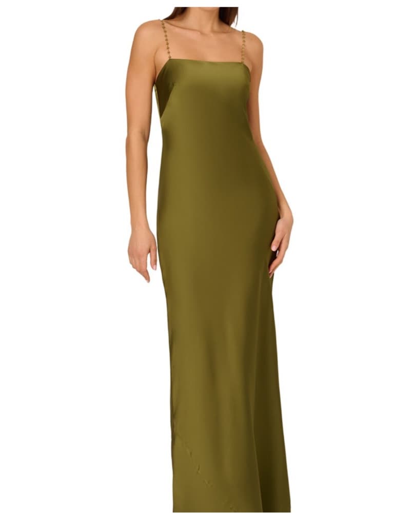 Green Satin Maxi Dress  - Image 1