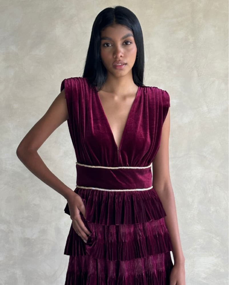 Bronx and Banco Velvet Tiered Gown - Image 3