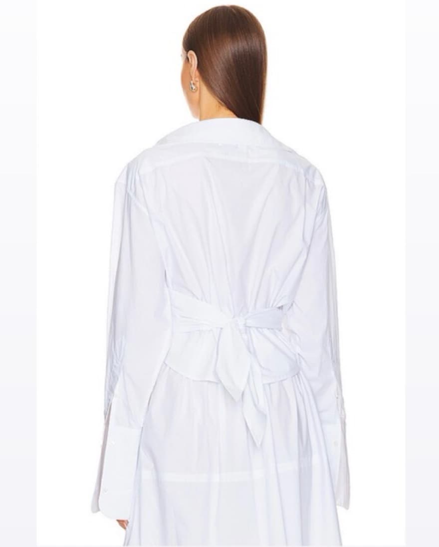 HELSA Poplin Wrap Shirt in White - Image 4