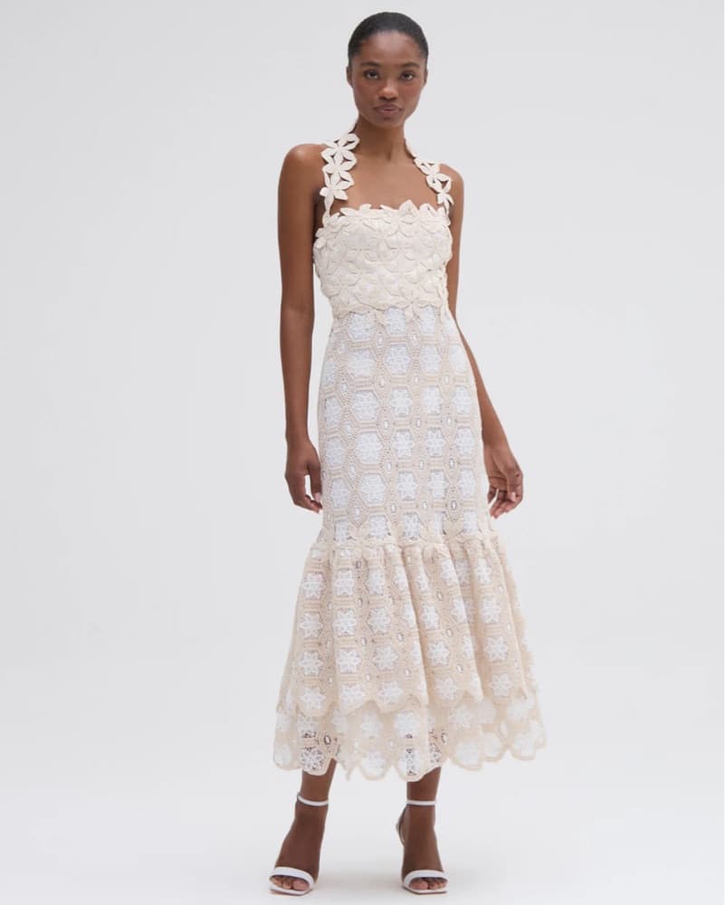 PatBo Floral Crotchet Midi Dress - Image 3