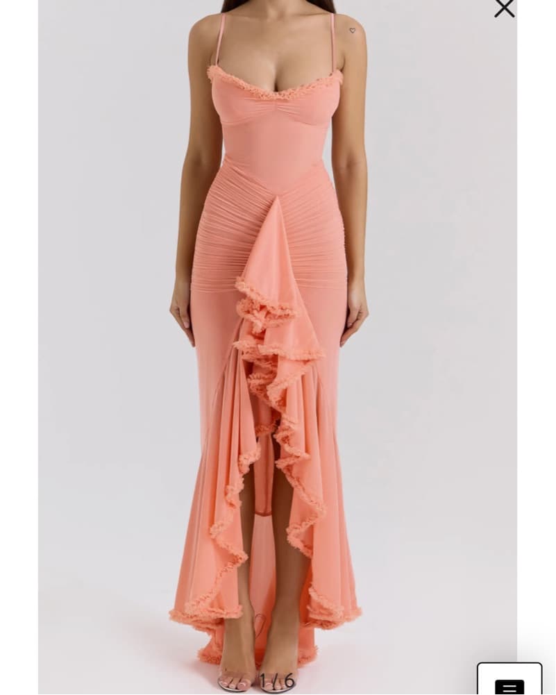 Gabbi Ruffle Mesh High-Low Cocktail Dres - Image 2