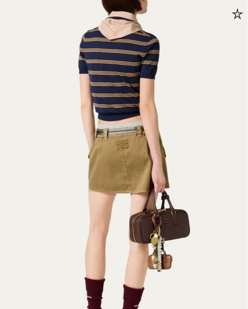Miu Miu Stripe Polo Cashmere Shirt - Image 3