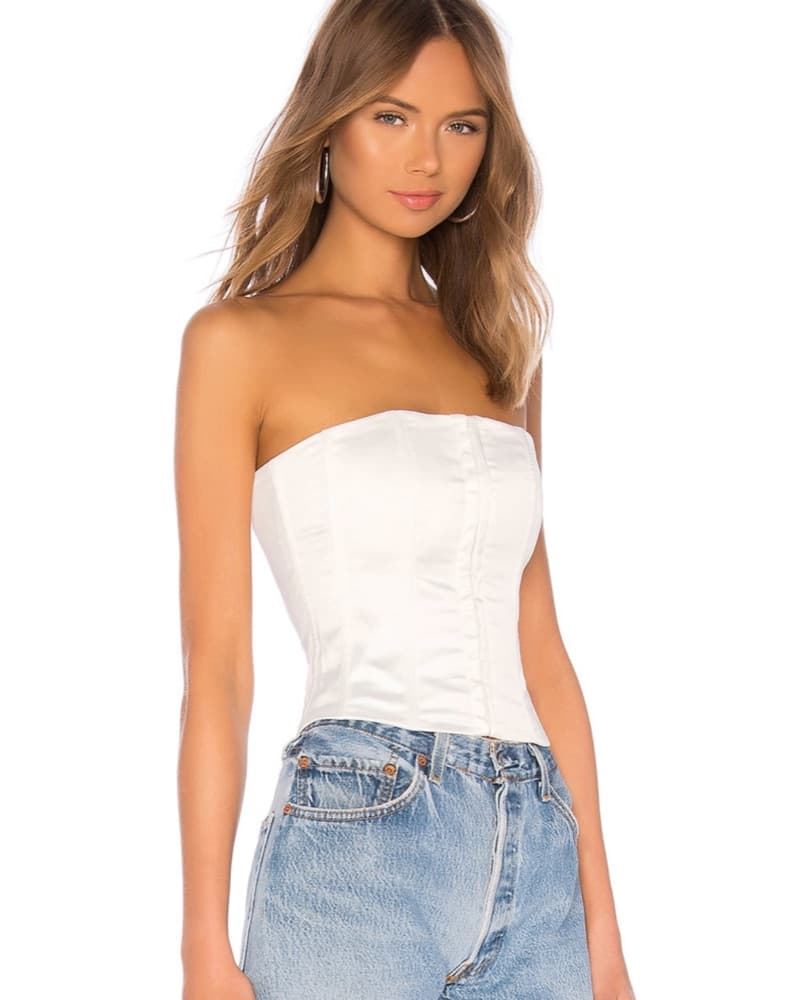 GUIZIO Satin Corset in White - Image 1