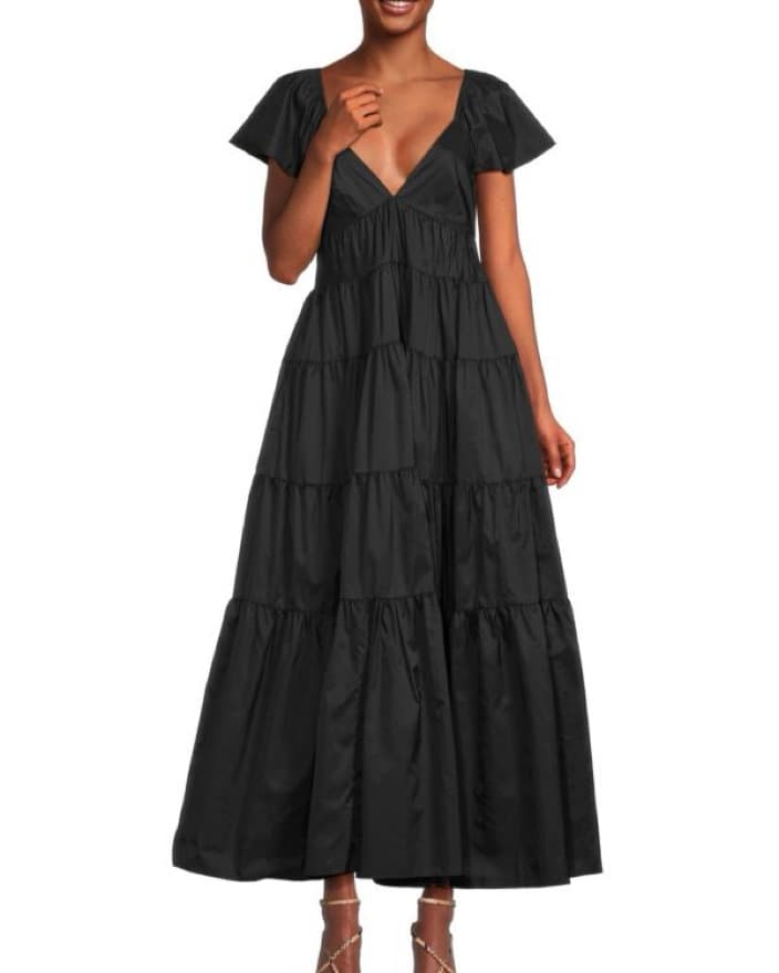STAUD Corsica Plunging Tiered Maxi Dress - Image 4