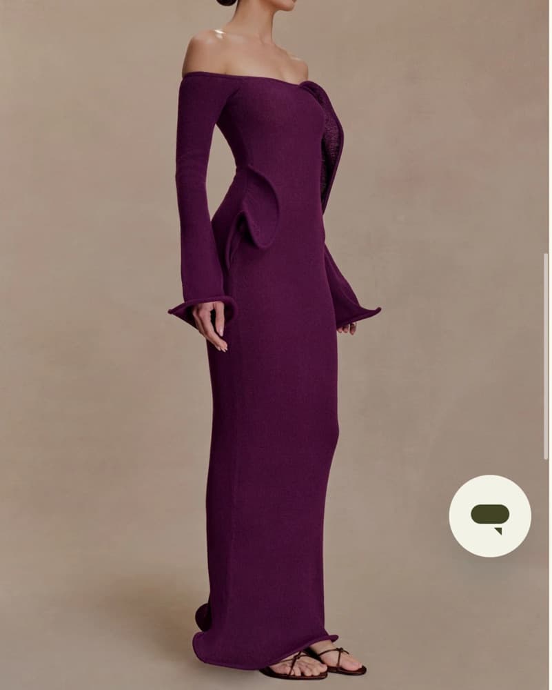 Plum Off Shoulder Knit Maxi Dress  - Image 4