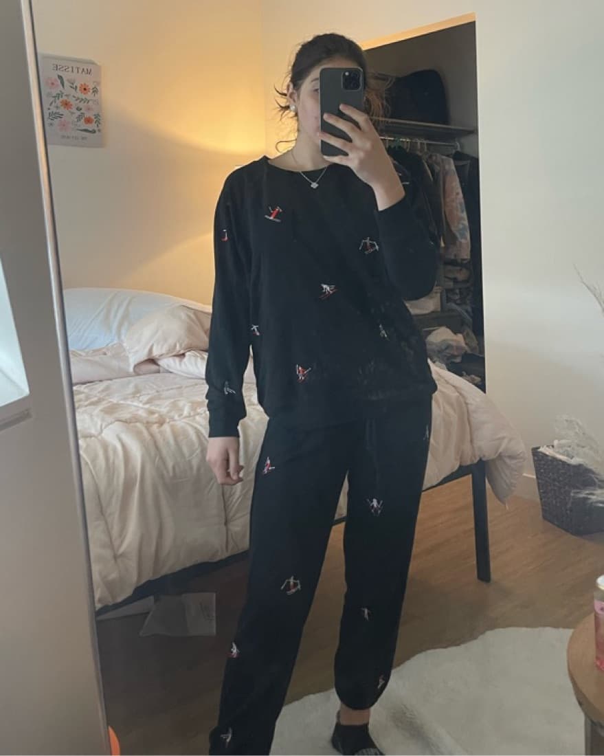 Ski / Skiing Black Comfy Matching Set - Image 3