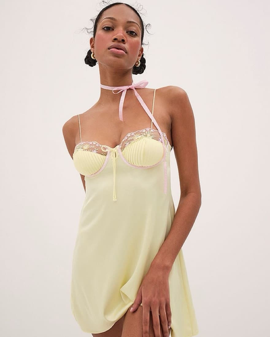 For Love And Lemons Yellow Slip Dress - Image 1
