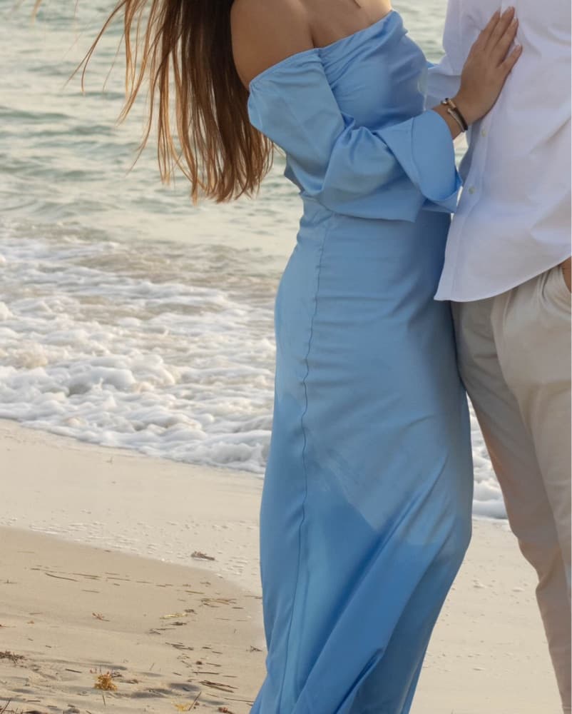 Shae Blue Satin Long Sleeve Maxi Dress - Image 5