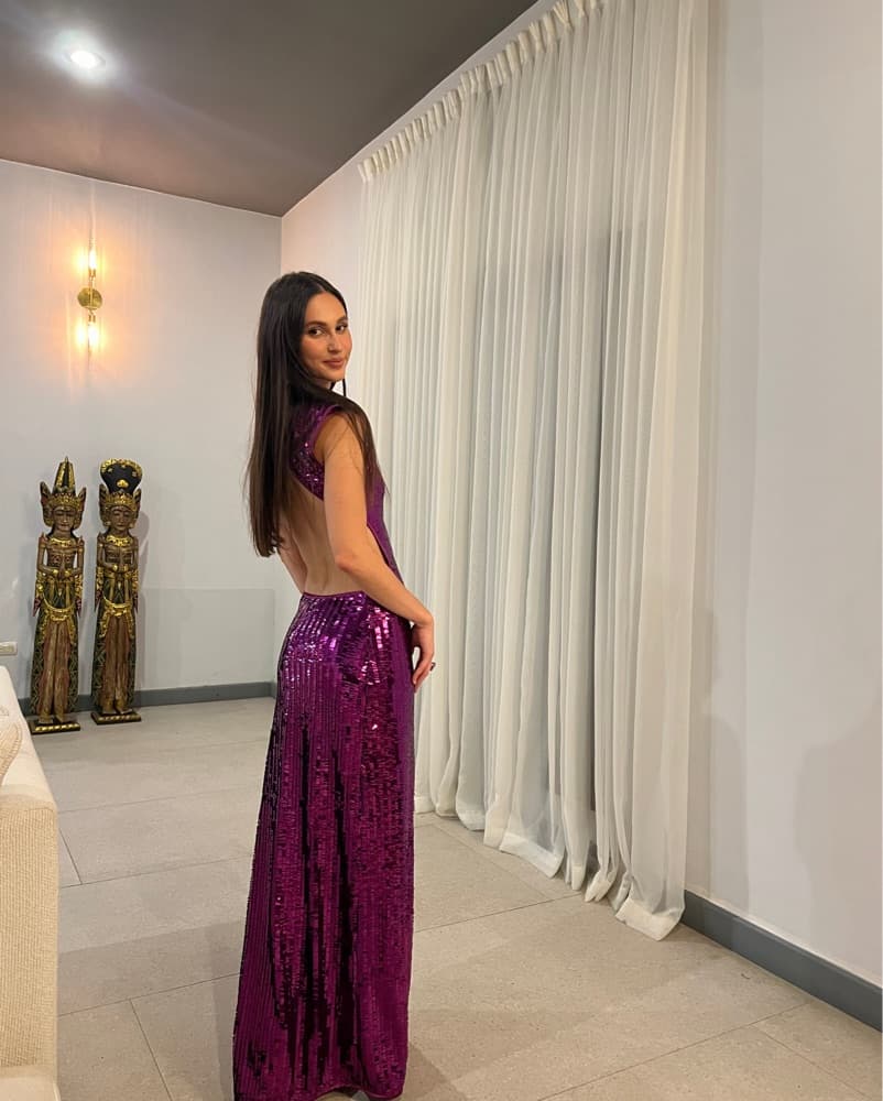 Radiant Purple Sequin Maxi Dress - Image 1