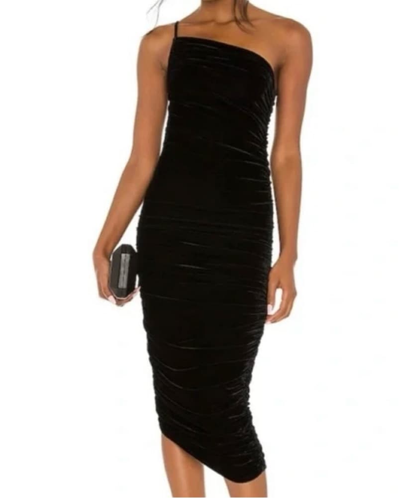 Sleek Velvet Midi Dress - Image 1