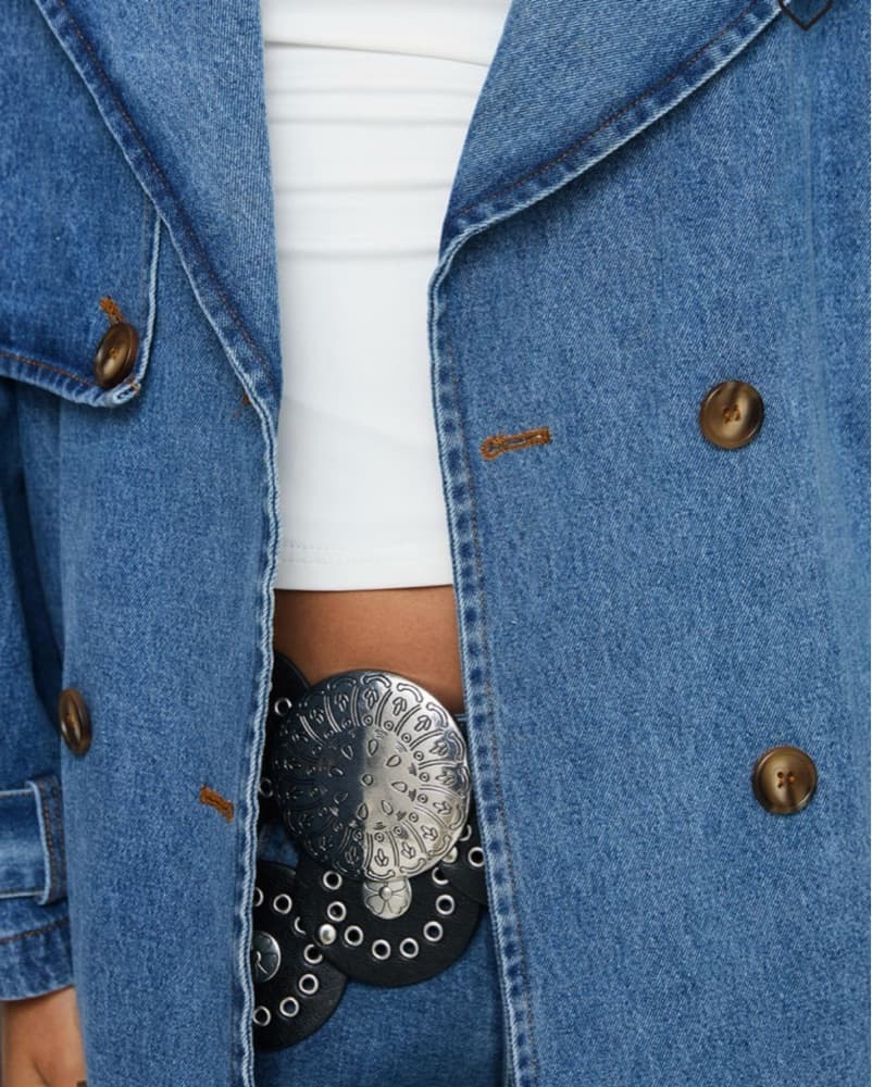 Princess Polly HONEYED DENIM TRENCH COAT - Image 4