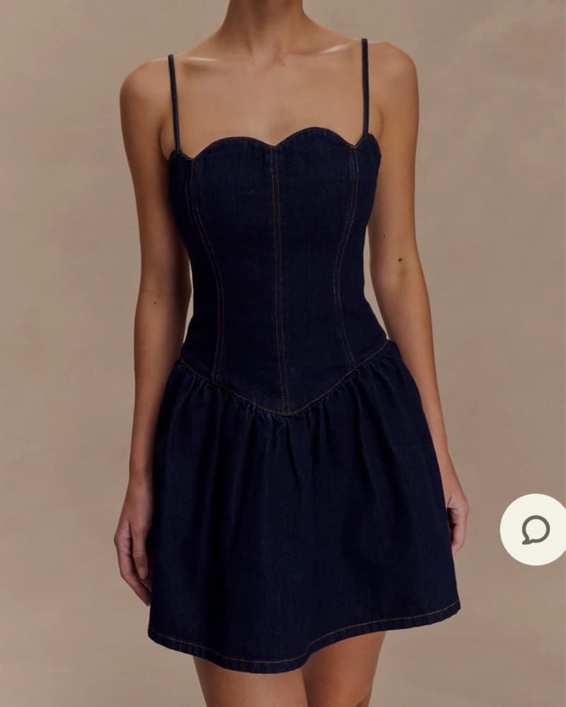 Meshki Scallop Denim Mini Dress - Indigo - Image 1
