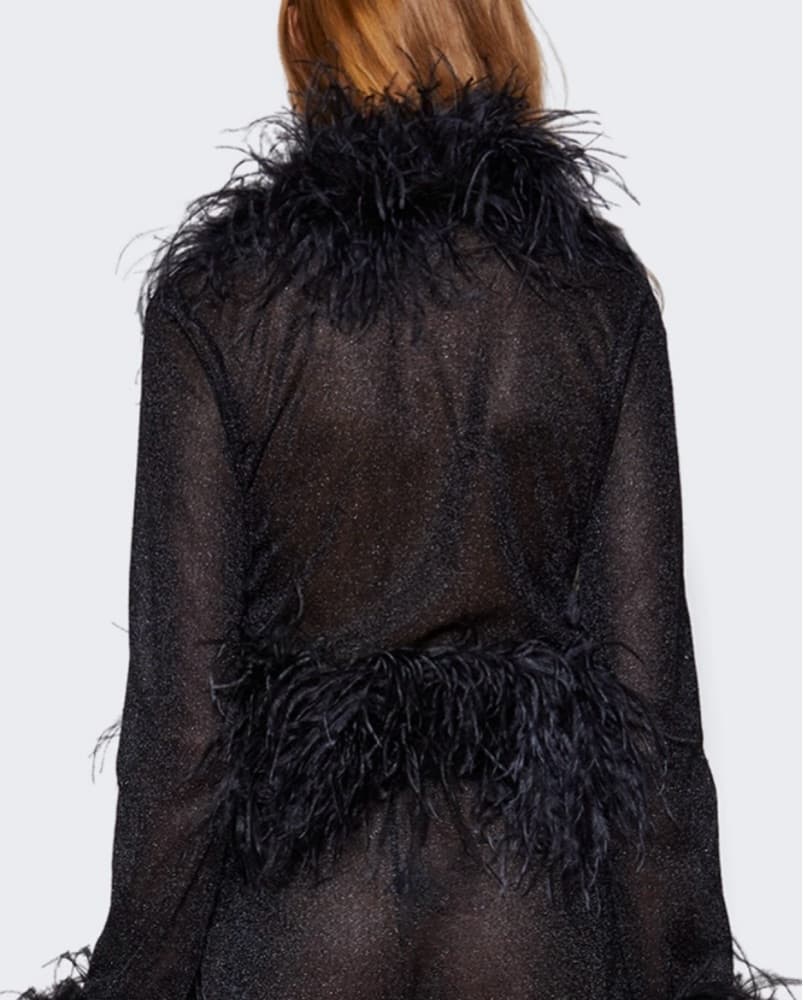 Oseree Lumiere Ostrich Feather-trim Top - Image 3