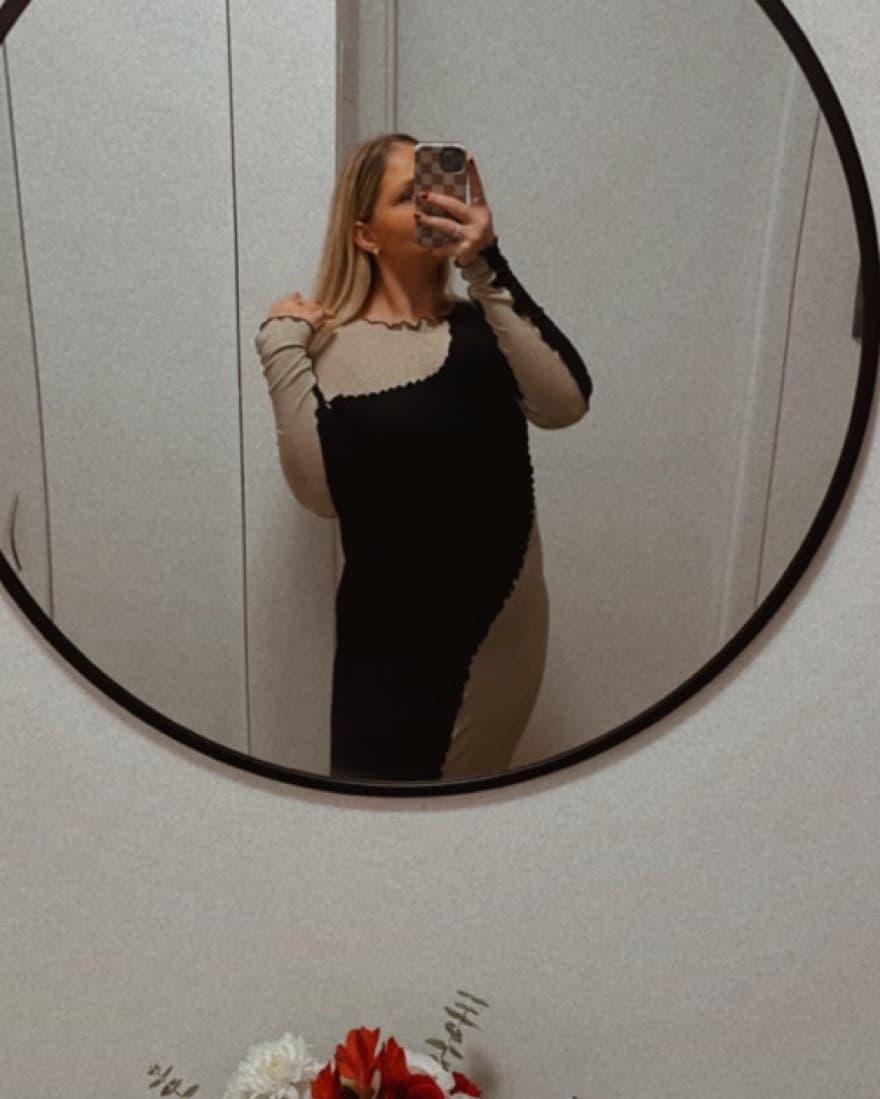 Black/beige Ling Sleeve Maxi  - Image 1