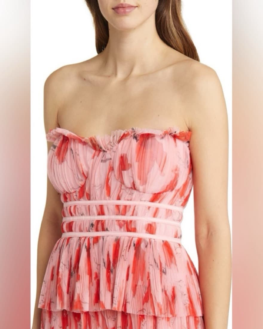 HutchStrapless Ruffle Tiered Plissé Gown - Image 5