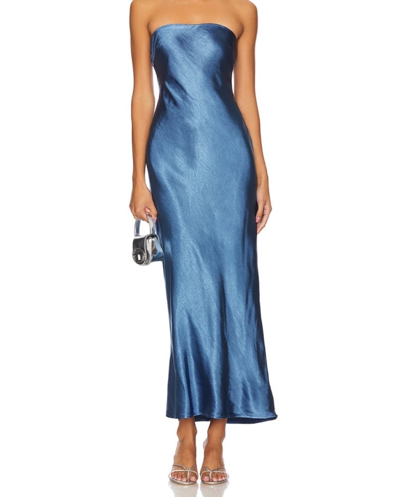 Navy Blue Strapless Dress - Image 1