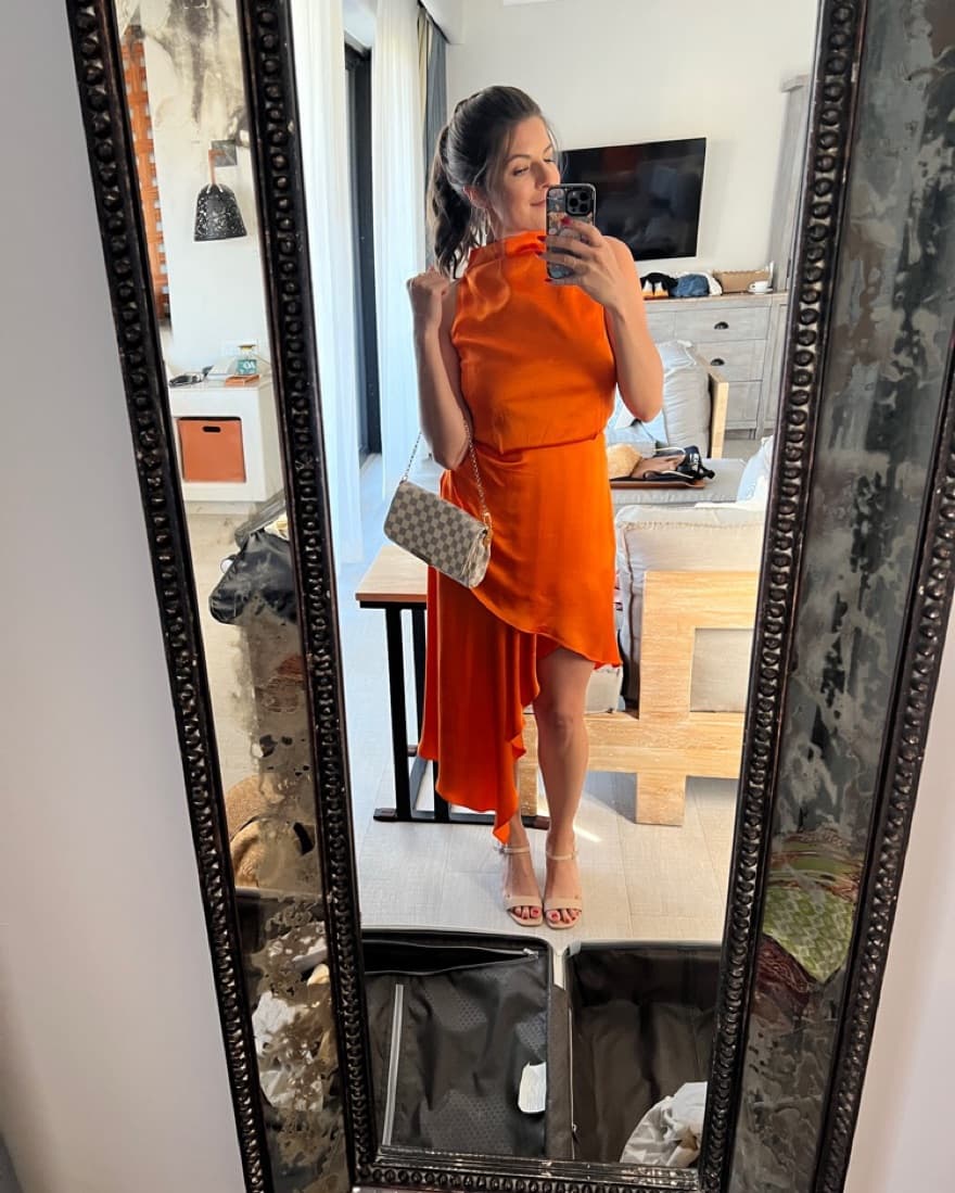 ELLIAT silky orange asymetrical dress - Image 1