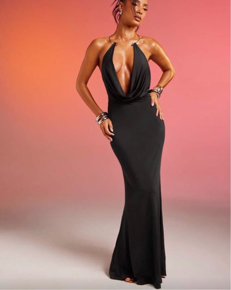 Backless Dress In Black - Image 1