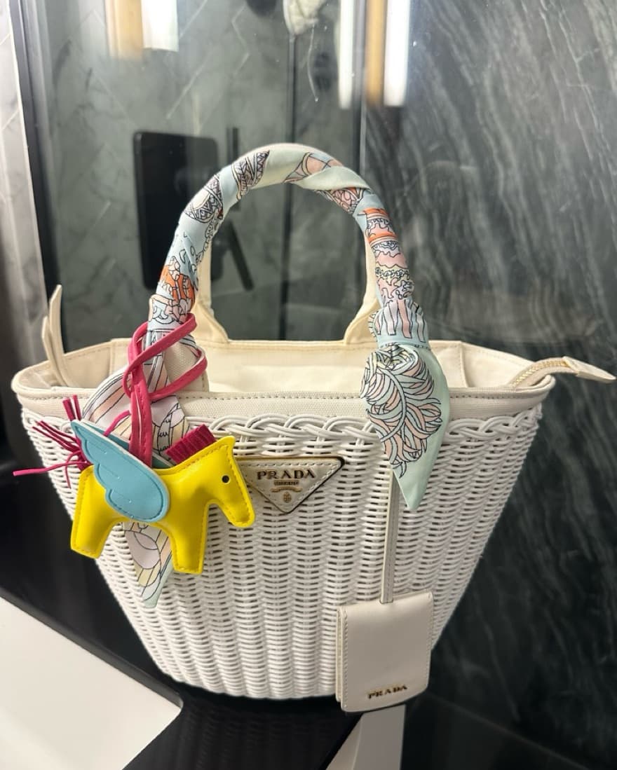 Prada Straw Bucket Bag - Image 6