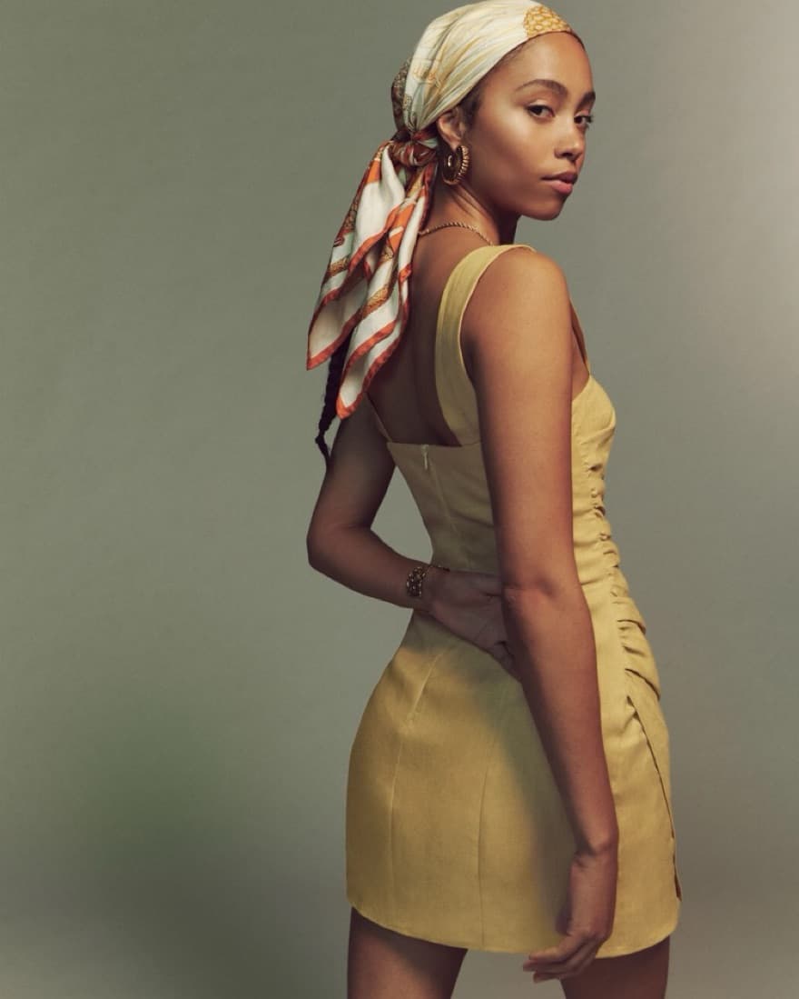Reformation Yellow Linen Mini Dress - Image 2