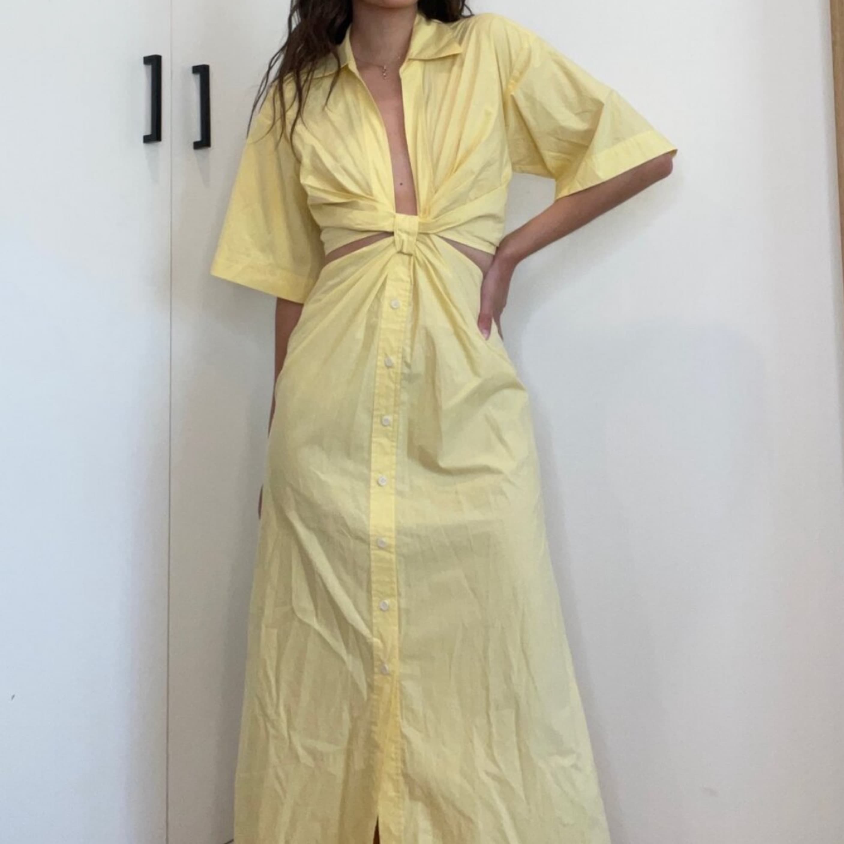 ALC Cut Out Midi Yellow Dress - Image 3