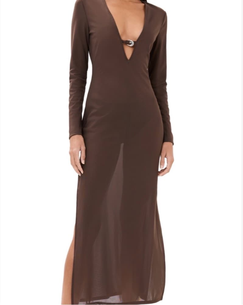 Staud S Cleo Dress Dark Chocolate  - Image 2