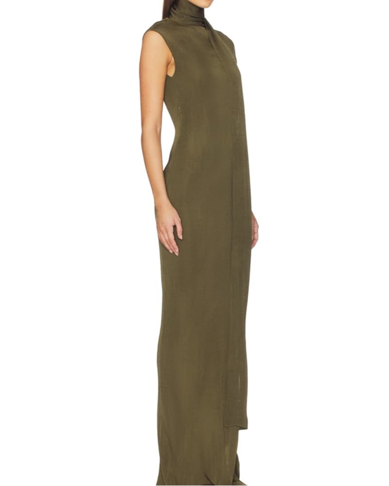 SRG Dianne scarf wrap Gown In Pine Green - Image 4