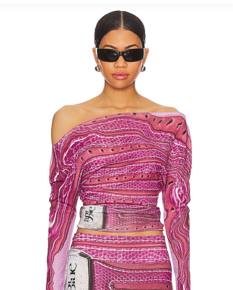 Bold Printed Off-Shoulder Top - Image 2