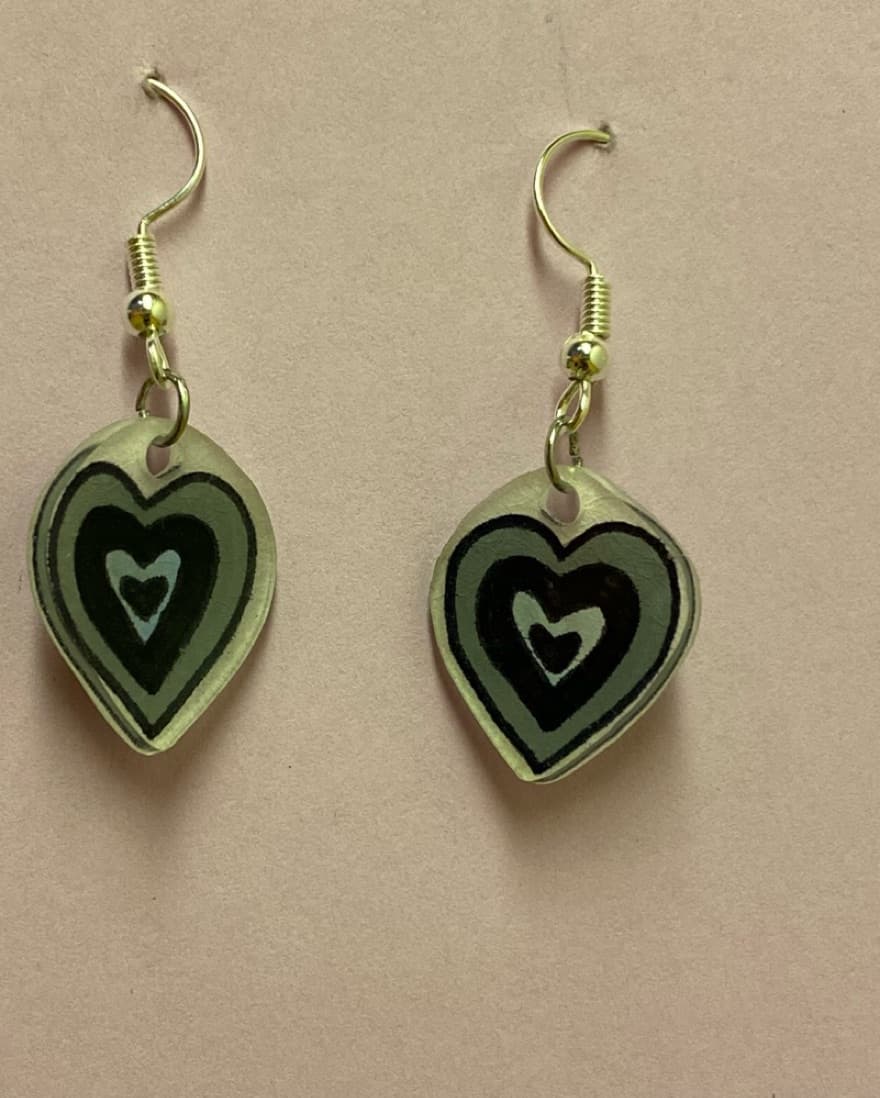 Handmade Black And White Heart Earrings - Image 2