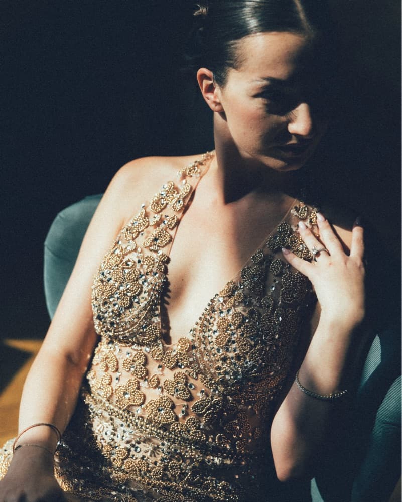 Halter Top Sequin & Beaded Gown - Image 6