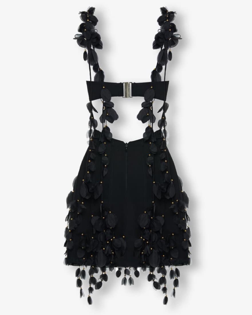 Mini Black Petal Dress - Image 2