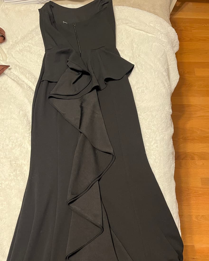 Black Ruffled Back Dress - Image 3