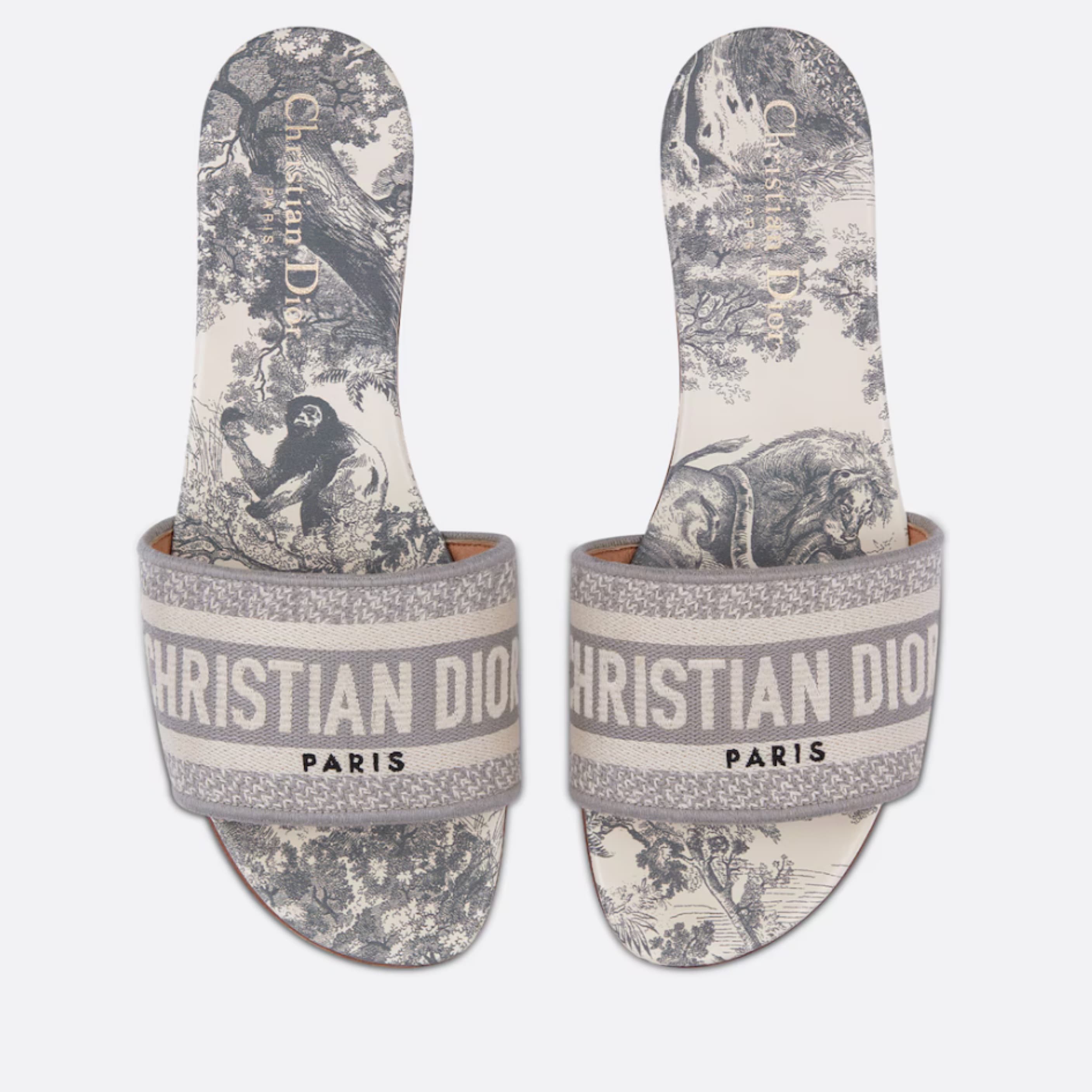 Dior Dway Slides - Gray Toile de Jouy Em - Image 1
