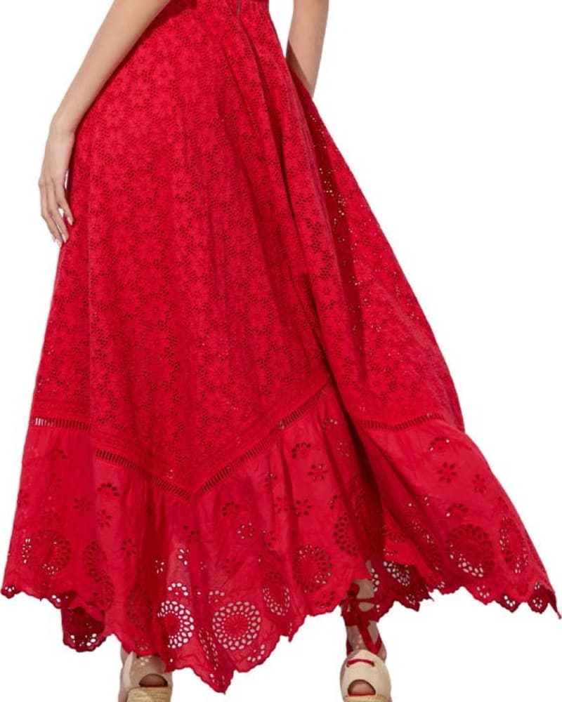 Alice & Olivia Red Lace Maxi Dress - Image 3